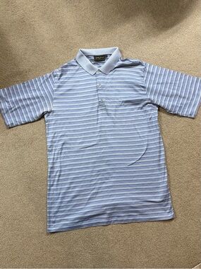 Bobby Jones Blue Striped Golf  Polo Shirt - Men's